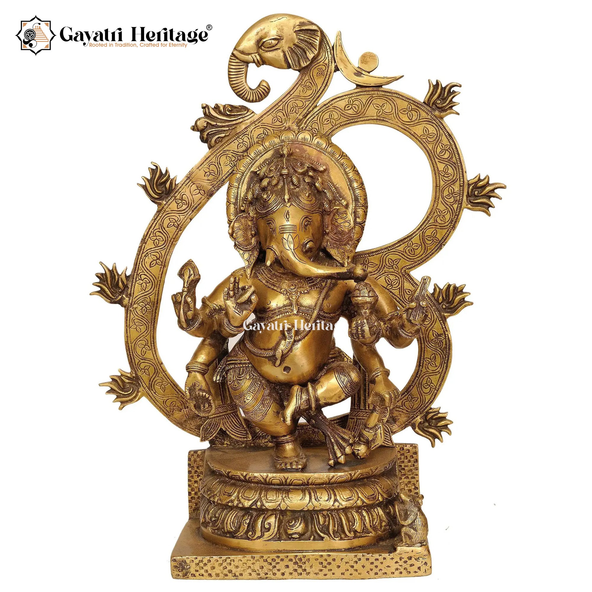 Brass 6-Armed Ganesh with Om Symbol – Divine Decor Idol | Gayatri Heritage