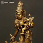Brass Mata Parvati with Murugan & Vinayagar Idol – Divine Trio for Worship | Gayatri Heritage