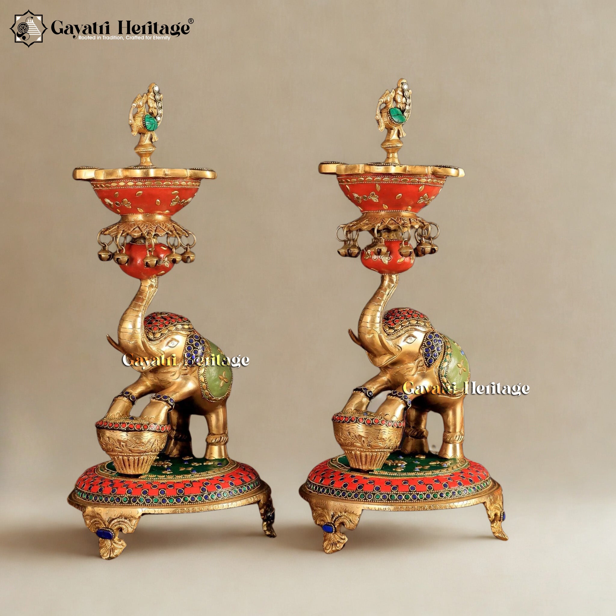 Brass Elephant Lamp – Traditional Lighting Décor | Gayatri Heritage