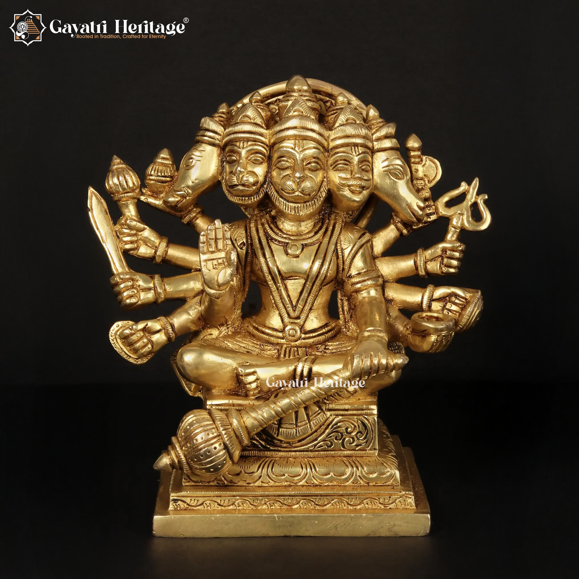 Brass Panchmukhi Hanuman Statue – Divine Protector Idol