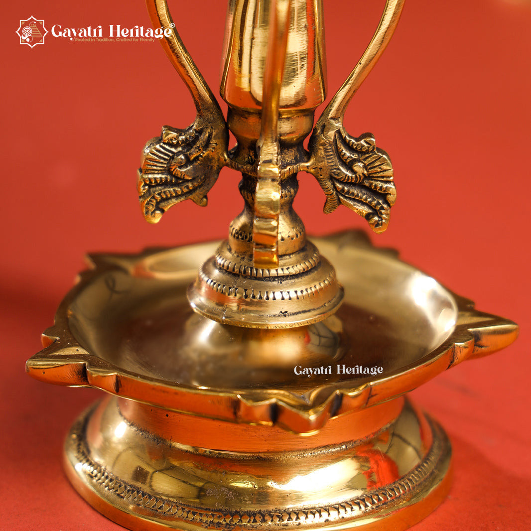 Brass Peacock Lamp – Traditional Diya Décor Piece | Gayatri Heritage