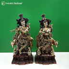 Brass Radha Krishna Pair with Cow – Divine Love & Peace Idol