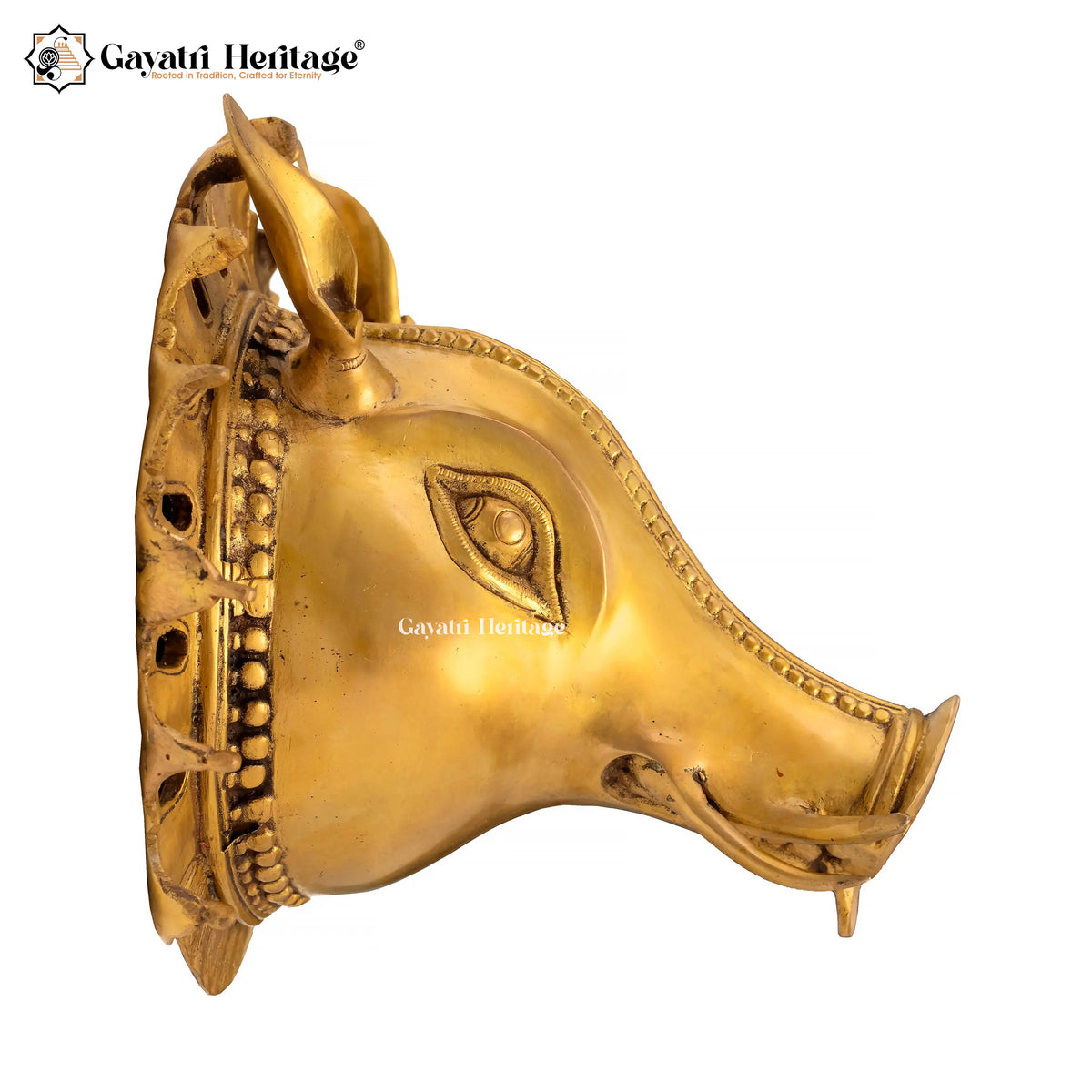 Brass Varaha Head Wall Decor – Divine Boar Sculpture | Gayatri Heritage