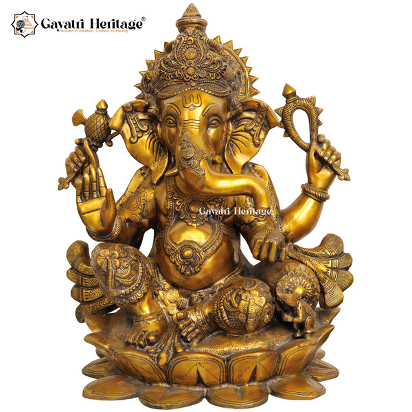 Brass Ganesha Idol – Auspicious Ganpati Murti for Home | Gayatri Heritage