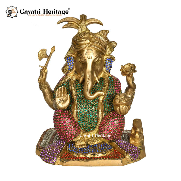 Brass Turban Ganpati Idol – Royal Ganesha for Home Decor | Gayatri Heritage