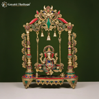 Brass Ganesh Jhula Statue – Intricate Stone Work Art