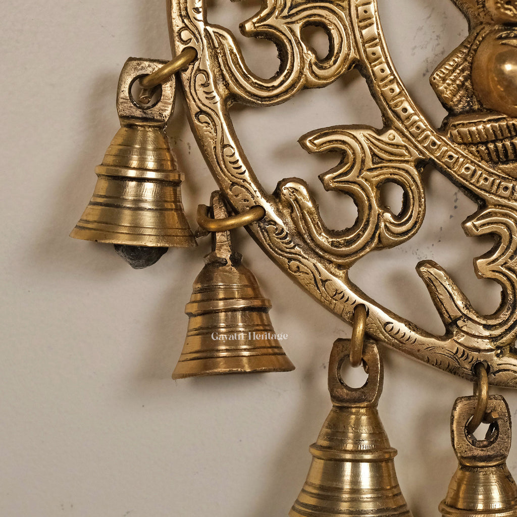 Brass Wall Hanging Ganesha – Om Decor with Bells