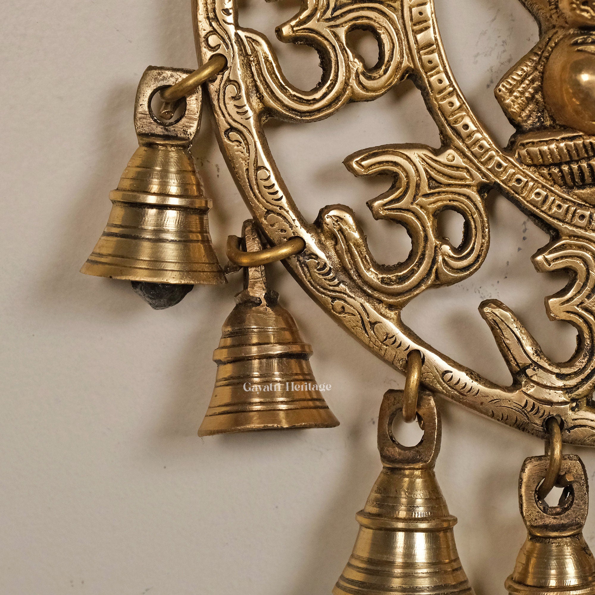 Brass Wall Hanging Ganesha – Om Decor with Bells