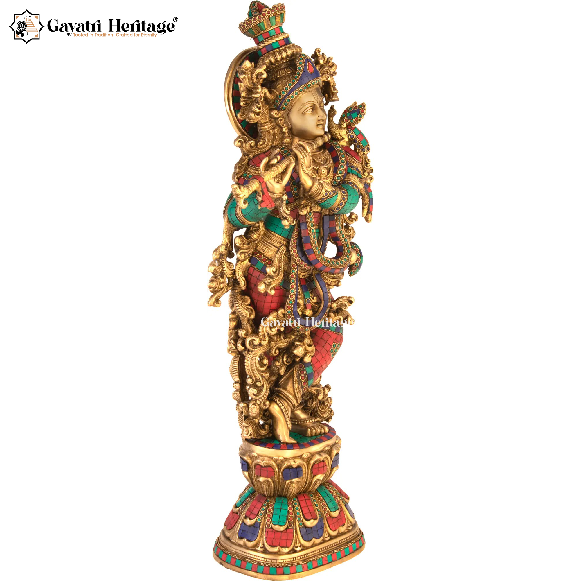 Brass Krishna Statue – Divine Flute Player Idol
