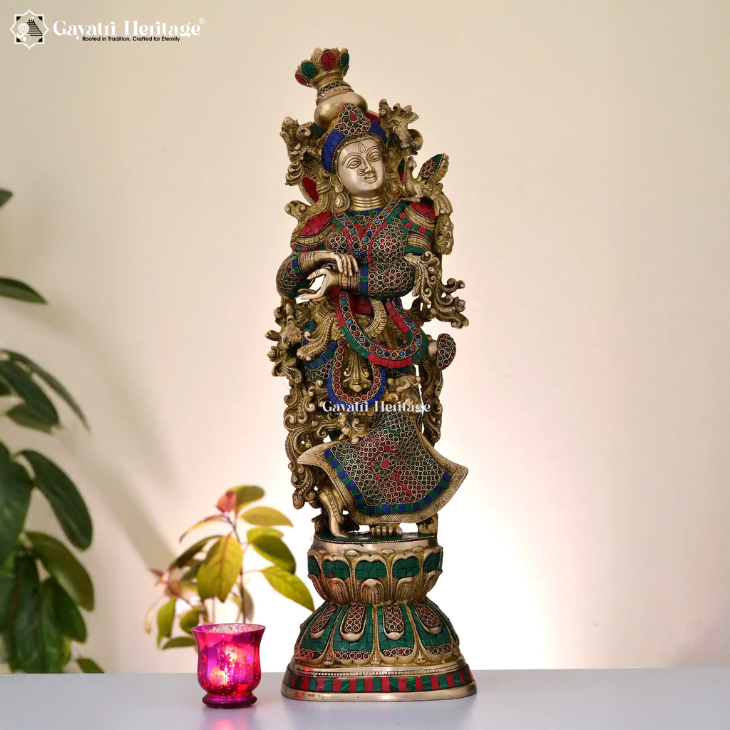 Brass Radha Statue – Divine Grace and Beauty Idol