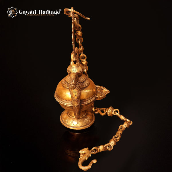 Brass Hanging Vilakku – Traditional Oil Lamp for Illumination | Gayatri Heritage