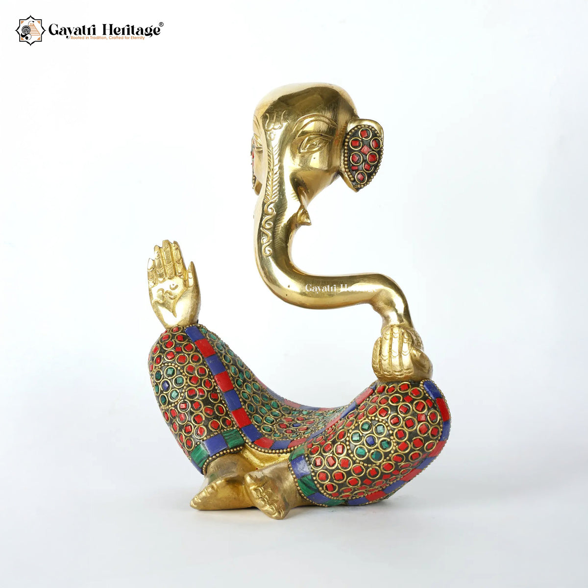 Brass Hawai Vinayagar – Stone Work Ganesha Idol Decor | Gayatri Heritage