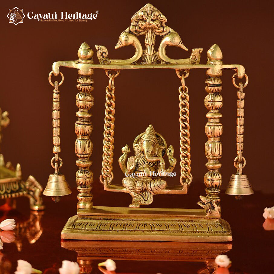 Brass Ganesh Jhula with Bells – Auspicious Swing Decor | Gayatri Heritage
