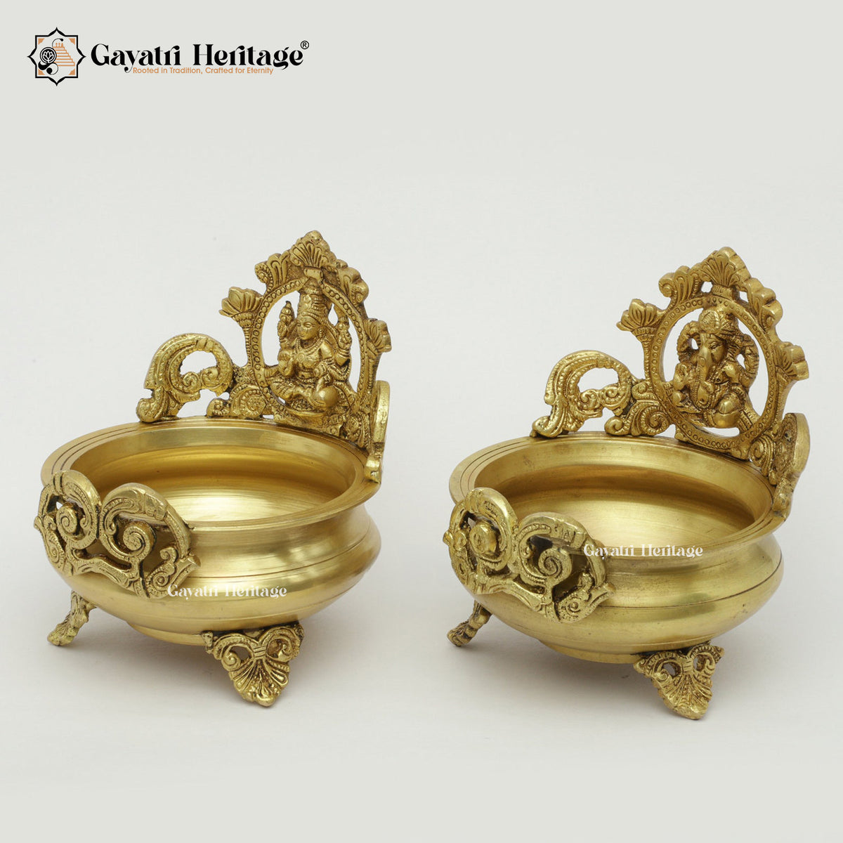 Premium Brass Laxmi Ganesh Urli – Sacred Prosperity and Divine Blessings | Gayatri Heritage