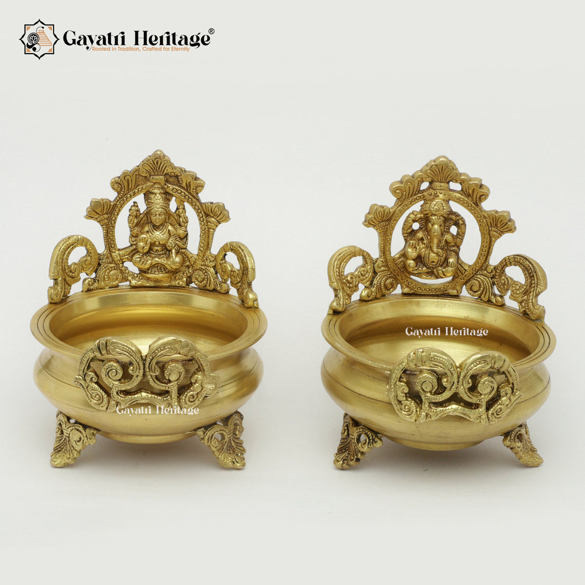 Premium Brass Laxmi Ganesh Urli – Sacred Prosperity and Divine Blessings | Gayatri Heritage