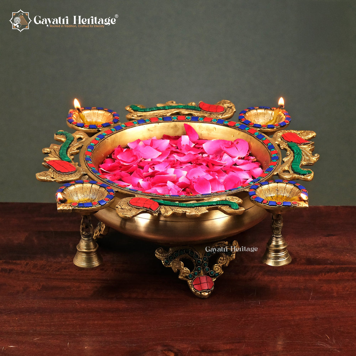 Brass Urli in Stonework – Elegant Décor | Gayatri Heritage