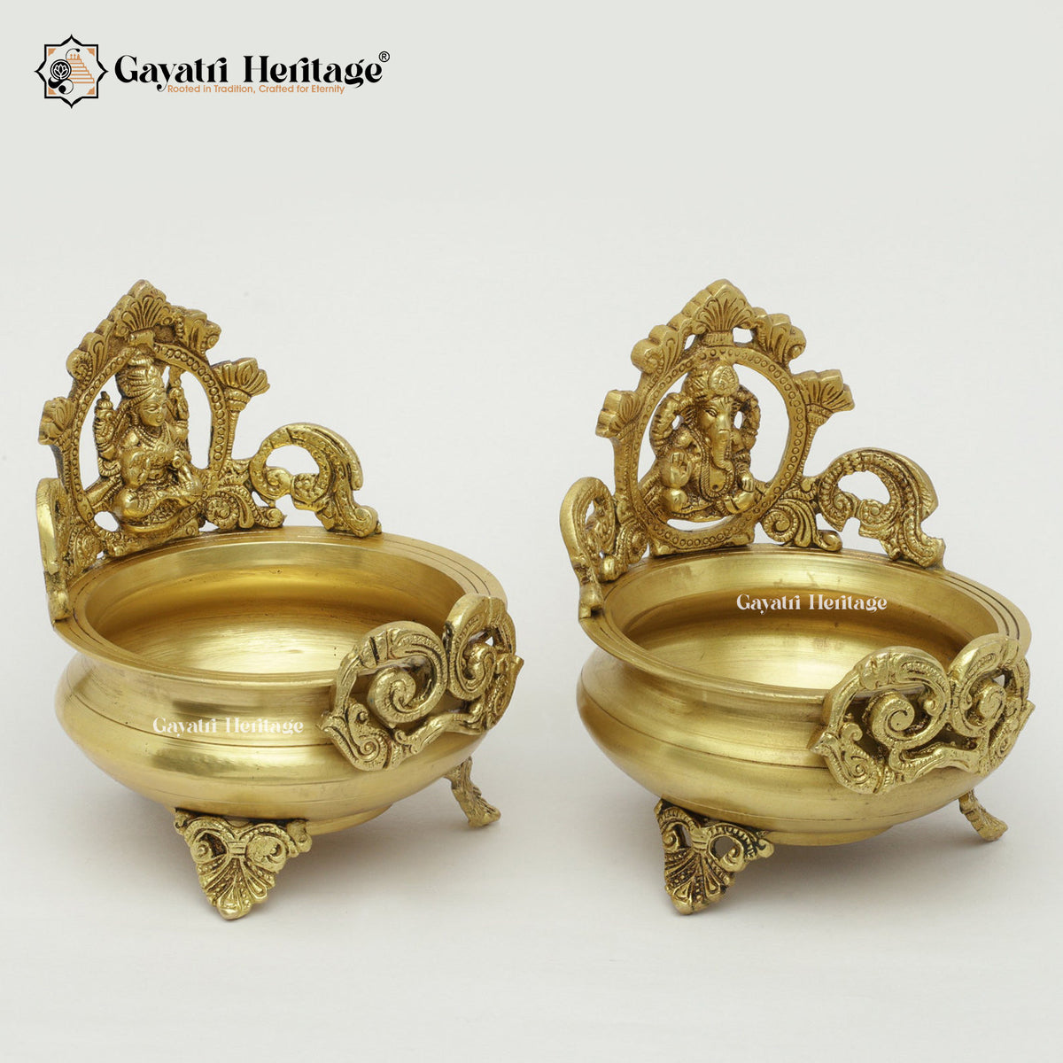 Premium Brass Laxmi Ganesh Urli – Sacred Prosperity and Divine Blessings | Gayatri Heritage