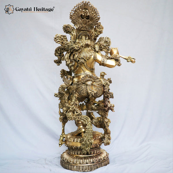 Brass Big Size Krishna Idol – Divine Elegance for Your Home | Gayatri Heritage