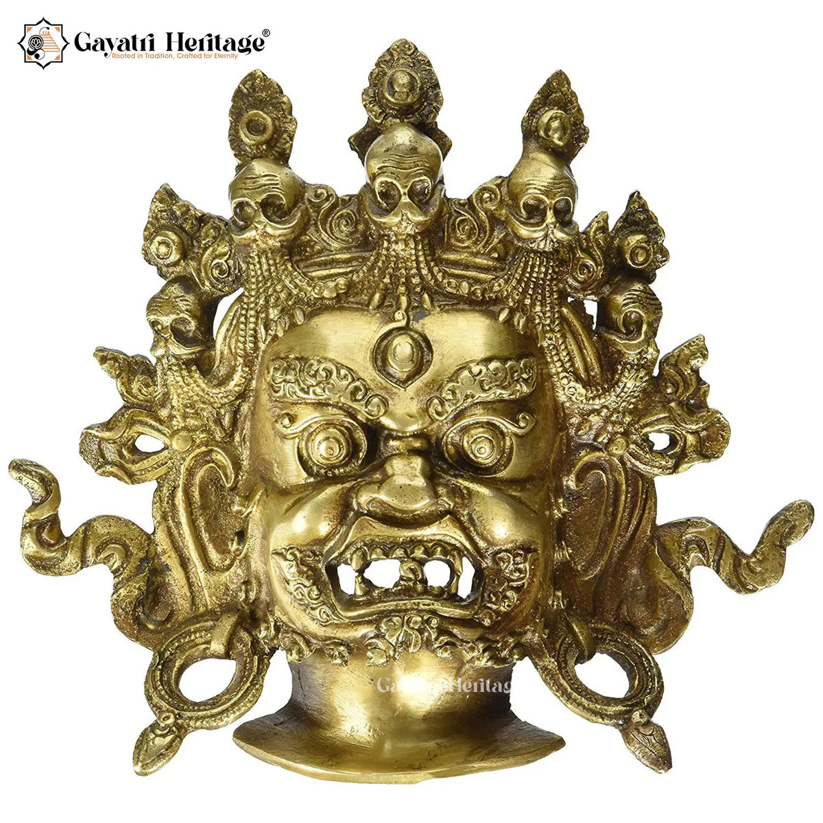 Brass Mahakala Wall Hanging Mask – Fierce Protector Decor