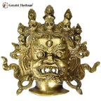 Brass Mahakala Wall Hanging Mask – Fierce Protector Decor