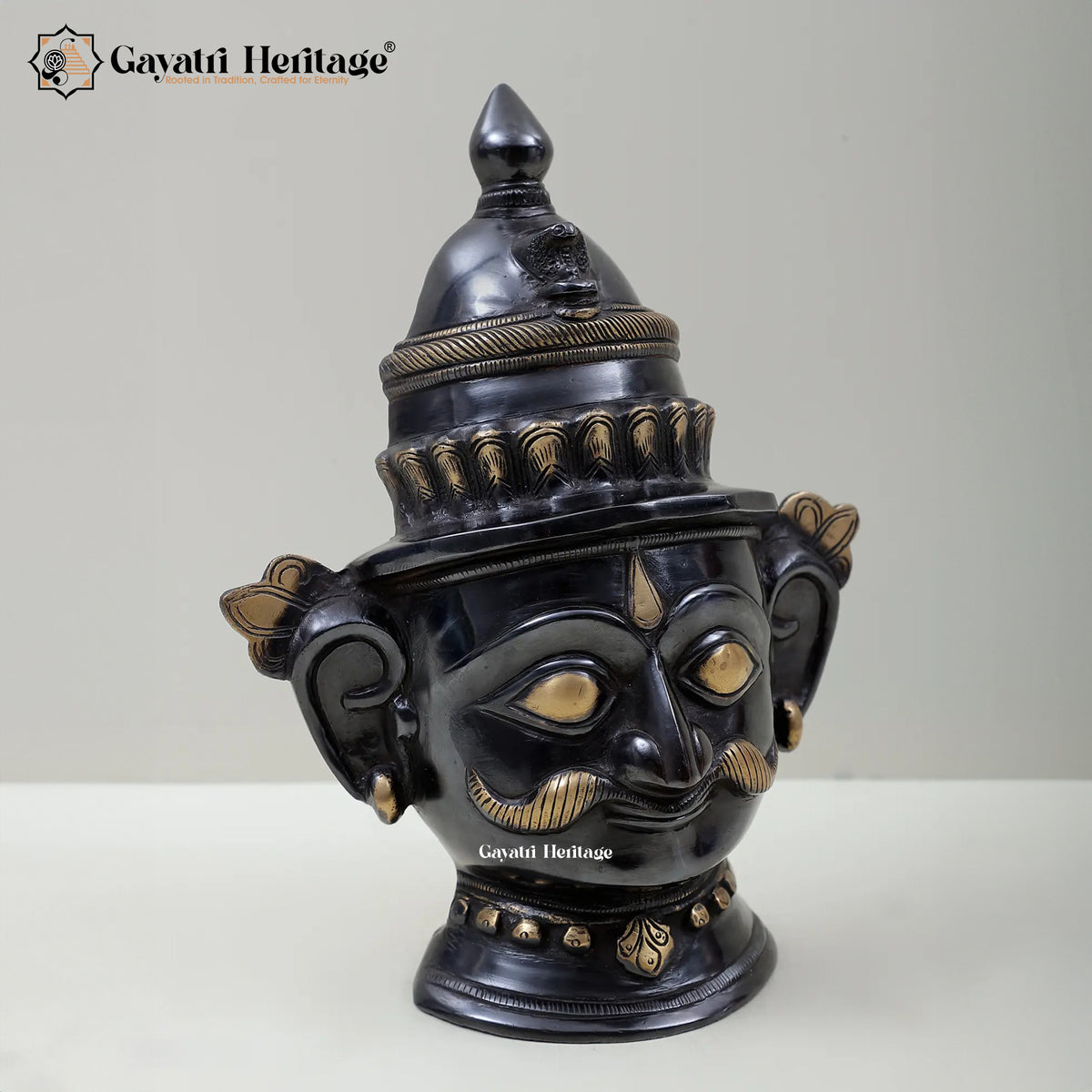 Brass Shiva Parvati Head – Sacred Devotional Sculpture | Gayatri Heritage