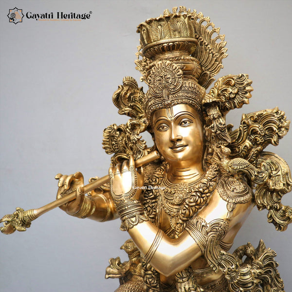 Brass Big Size Krishna Idol – Divine Elegance for Your Home | Gayatri Heritage