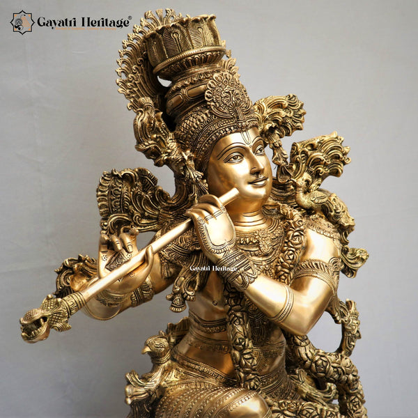 Brass Big Size Krishna Idol – Divine Elegance for Your Home | Gayatri Heritage