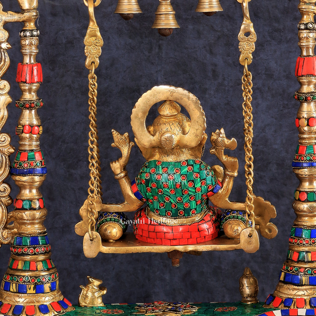 Brass Ganesha Jhula in Stone Work – Divine Décor | Gayatri Heritage