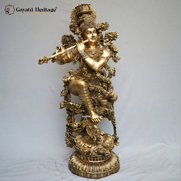 Brass Big Size Krishna Idol – Divine Elegance for Your Home | Gayatri Heritage