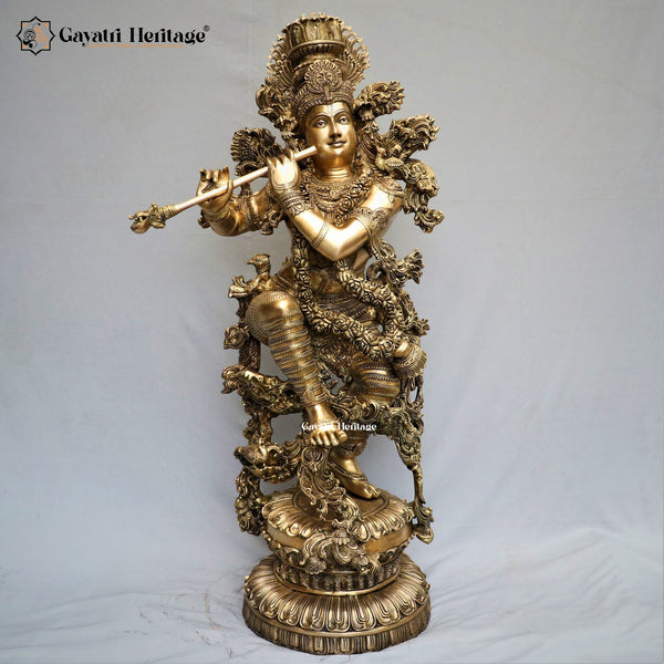 Brass Big Size Krishna Idol – Divine Elegance for Your Home | Gayatri Heritage