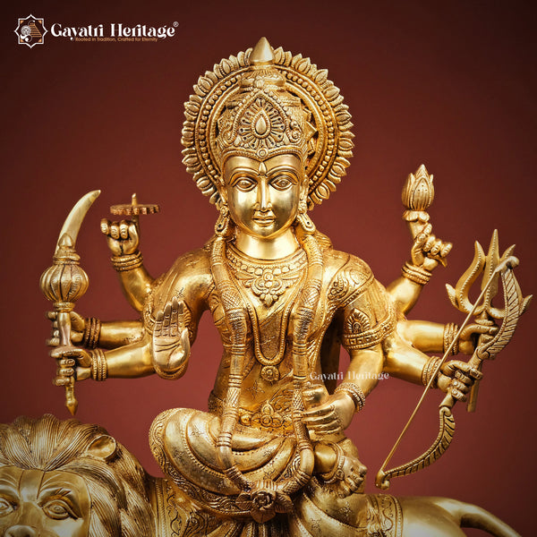 Brass Durga Mata Statue – Divine Power and Protection | Gayatri Heritage