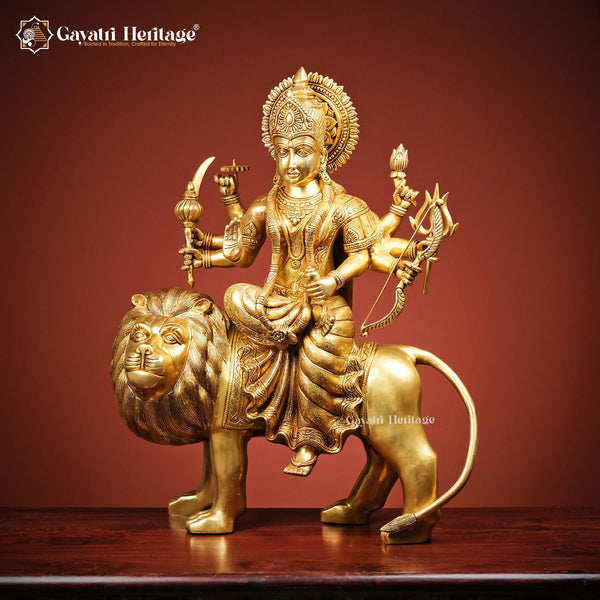 Brass Durga Mata Statue – Divine Power and Protection | Gayatri Heritage