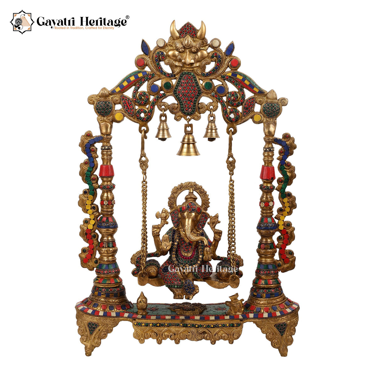 Brass Vinayagar Jhula in Stone Work – Divine Decor | Gayatri Heritage