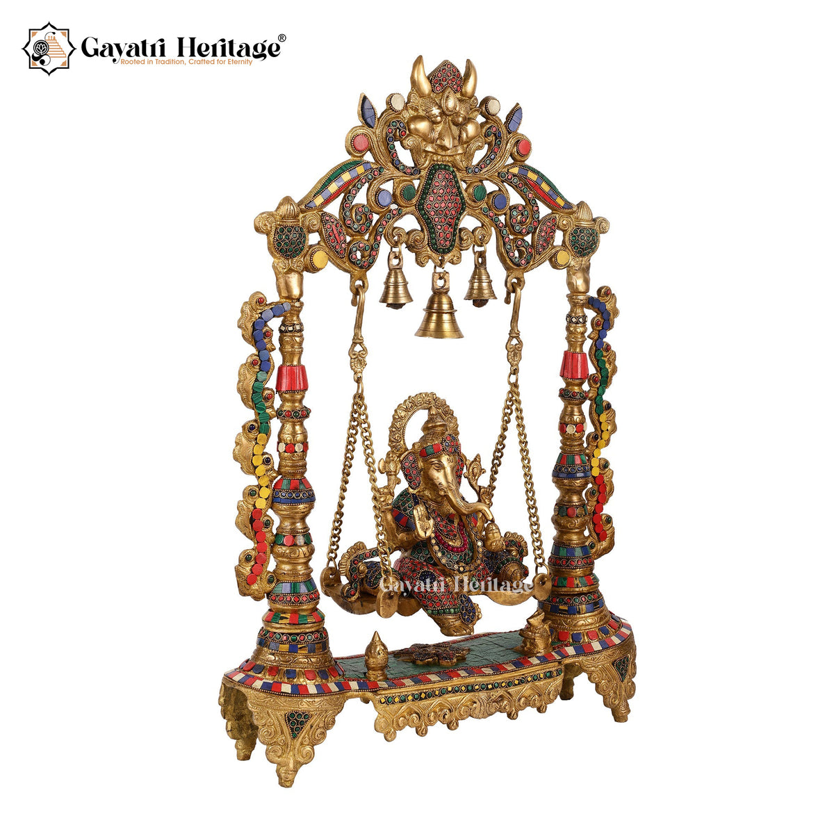 Brass Vinayagar Jhula in Stone Work – Divine Decor | Gayatri Heritage