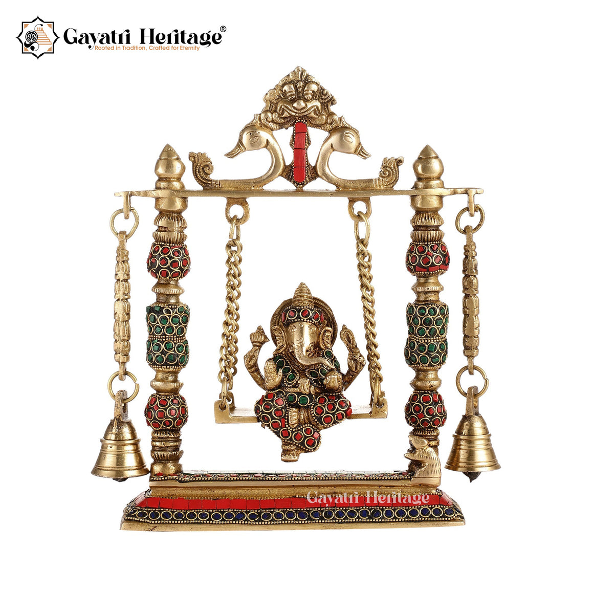 Brass Small Size Ganesh Jhula in Stone Work – Divine Decor | Gayatri Heritage