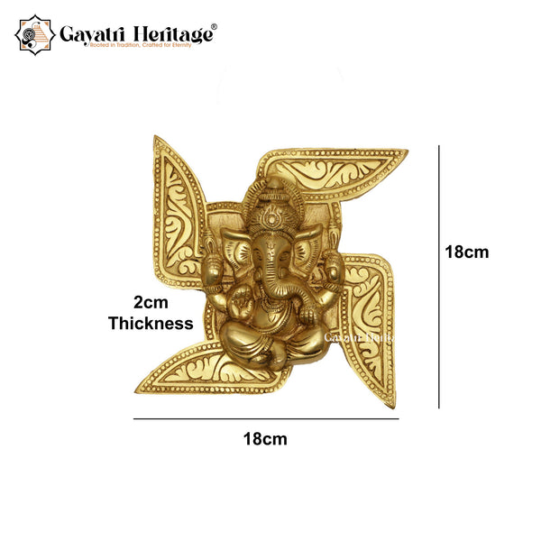 Brass Wall Swasthik Ganesh – Sacred Symbol for Your Home | Gayatri Heritage