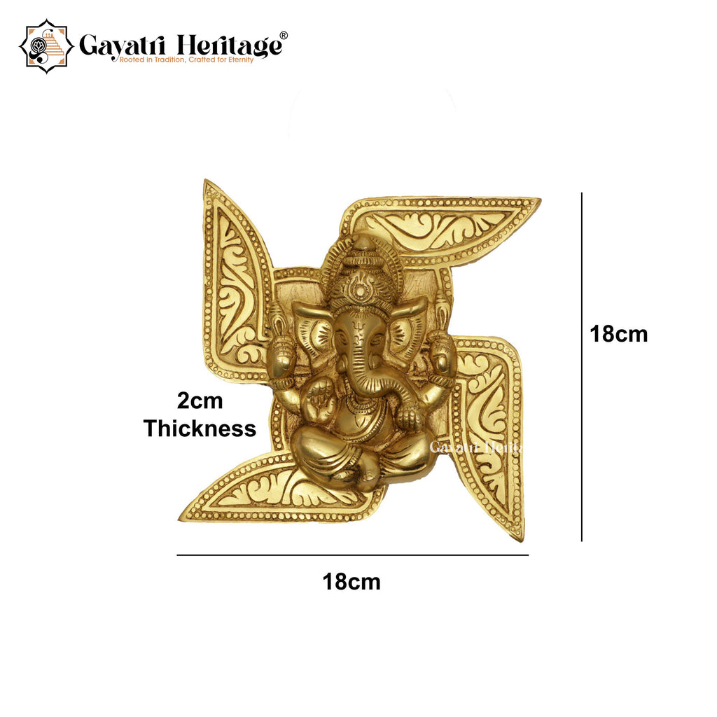 Brass Wall Swasthik Ganesh – Sacred Symbol for Your Home | Gayatri Heritage