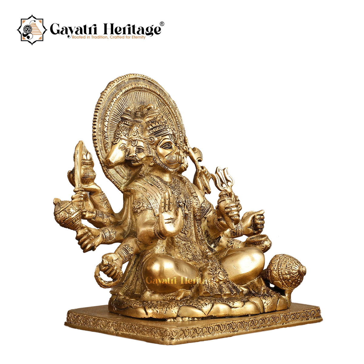 Brass Panchmukhi Hanuman Statue – Sacred Five-Faced Idol | Gayatri Heritage