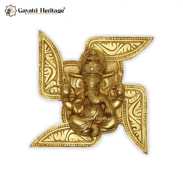 Brass Wall Swasthik Ganesh – Sacred Symbol for Your Home | Gayatri Heritage