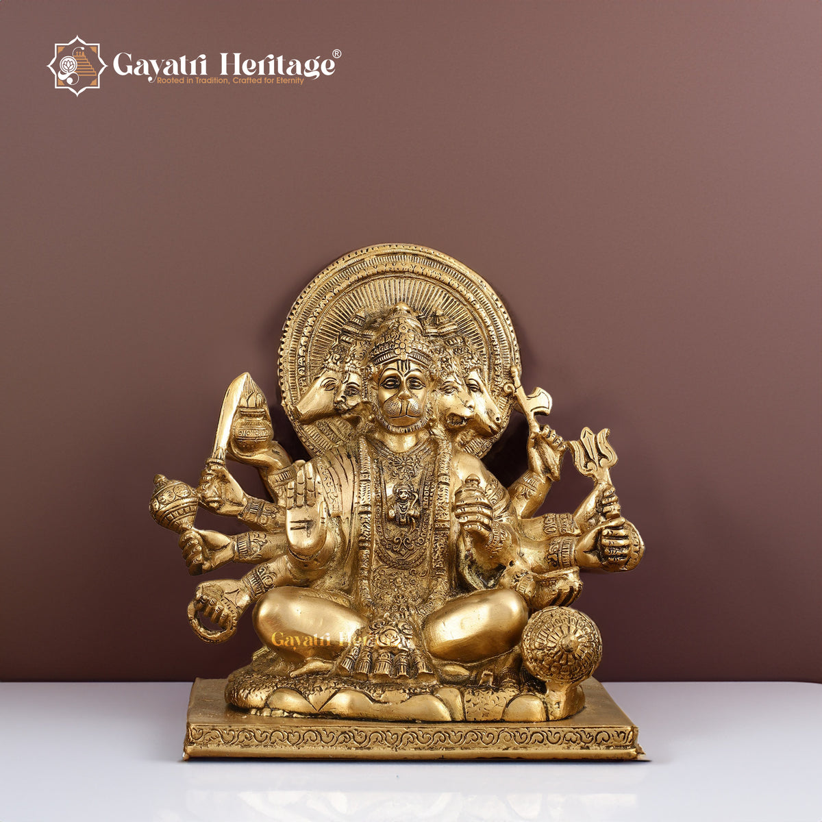 Brass Panchmukhi Hanuman Statue – Sacred Five-Faced Idol | Gayatri Heritage