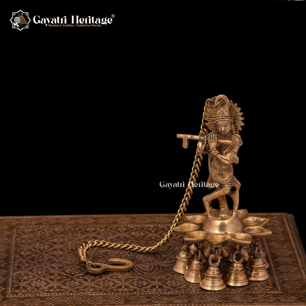 Brass Wall Hanging Krishna Diya – Light of Divine Grace | Gayatri Heritage