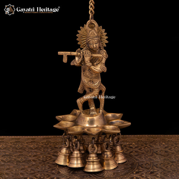 Brass Wall Hanging Krishna Diya – Light of Divine Grace | Gayatri Heritage