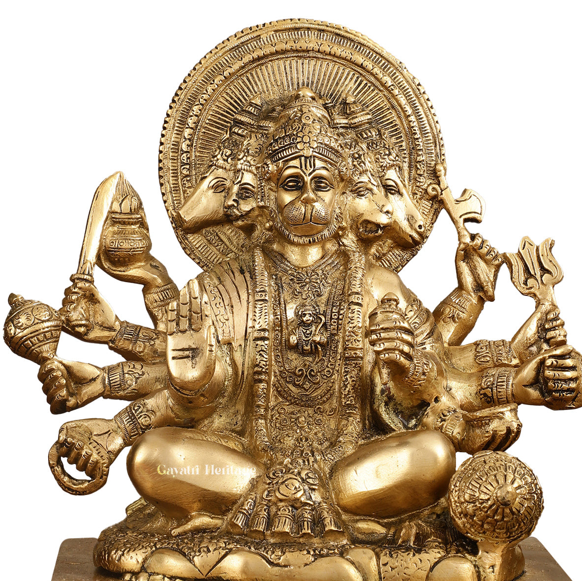 Brass Panchmukhi Hanuman Statue – Sacred Five-Faced Idol | Gayatri Heritage