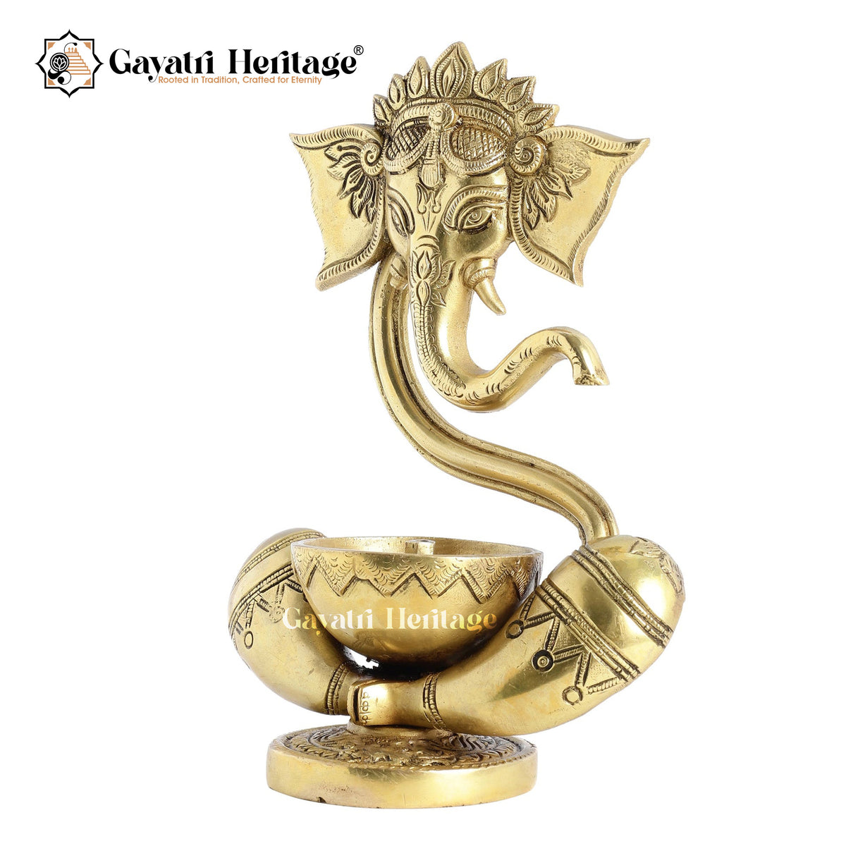 Brass Ganesh Idol Diya – Spiritual Grace and Light | Gayatri Heritage