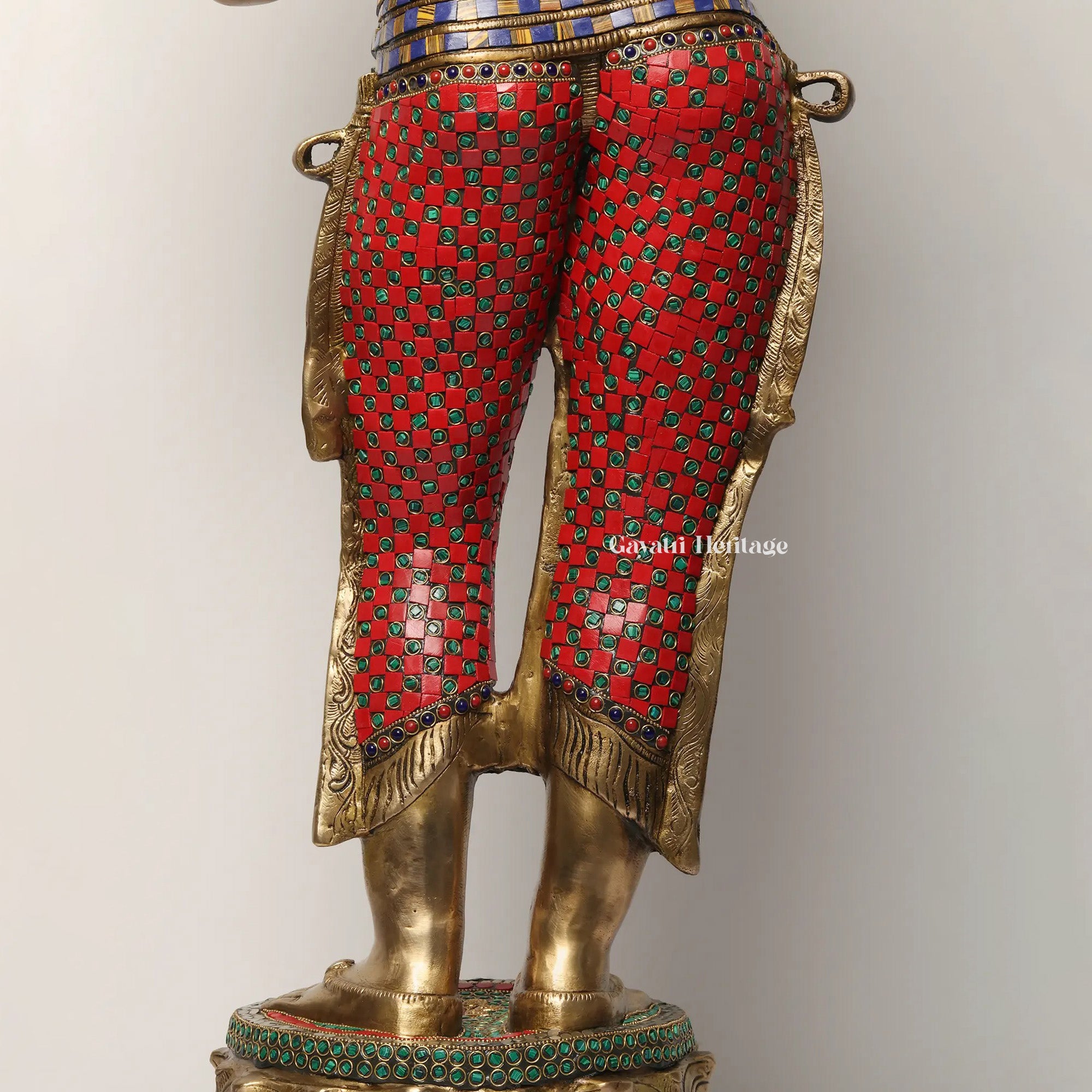 Brass Welcome Lady Statue with Stone Work – Divine Greeting Décor | Gayatri Heritage