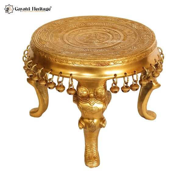 Brass Elephant Pillar Chowki – Ornate Home Décor Base | Gayatri Heritage