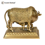 Brass Cow and Calf – Traditional Religious Figurine | Gayatri Heritage
