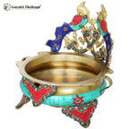 Brass Double-Sided Peacock Design Urli – Elegant Traditional Decor
