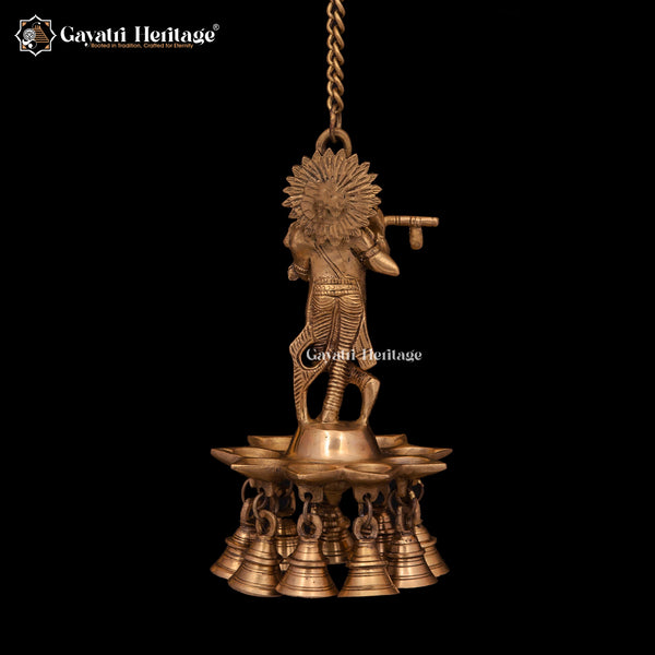 Brass Wall Hanging Krishna Diya – Light of Divine Grace | Gayatri Heritage