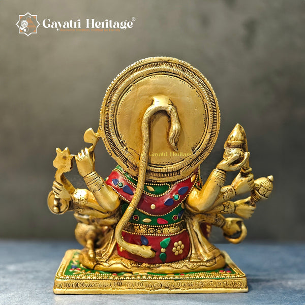 Brass Panchmukhi Hanuman – Stone Work Divine Idol | Gayatri Heritage